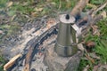 Open fire camping coffee pot Royalty Free Stock Photo