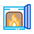 Open fire in stove icon vector outline illustration