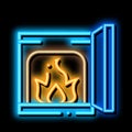 open fire in stove neon glow icon illustration