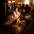 Open fireplace in restaurant Royalty Free Stock Photo