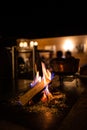 Open fireplace in a  restaurant Royalty Free Stock Photo