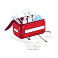 Open First Aid Box with Medical Supplies Royalty Free Stock Photo