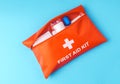 Open first aid kit close-up