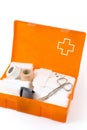 Open first aid kit isolated