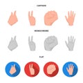 Open fist, victory, miser. Hand gesture set collection icons in cartoon,flat,monochrome style vector symbol stock