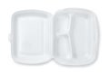Open foam hinged three compartment meal container