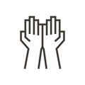 Open folded hands icon. Vector illustration representing praying, giving, support and humanitarian concepts