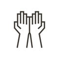 Open folded hands icon. Vector illustration representing praying, giving, support and humanitarian concepts