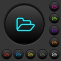 Open folder dark push buttons with color icons Royalty Free Stock Photo