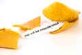 Open fortune cookie - YOU WILL BE MISUNDERSTOOD Royalty Free Stock Photo