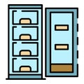 Open freezer icon color outline vector