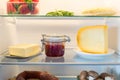 Open fridge filled with food Royalty Free Stock Photo