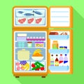 Open full fridge icon, flat style