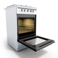 Open gas stove 3d render isolated on a white background