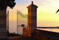 Open gate in front of old church in village in Sestri Levante in Liguria, Italy Royalty Free Stock Photo