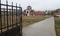 Open gate and path to a church Royalty Free Stock Photo