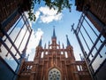 Open gate towards an old Christian church. Royalty Free Stock Photo