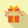 Open gift box exploding with confetti and stars Royalty Free Stock Photo