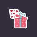 Open gift box with fly hearts. Royalty Free Stock Photo