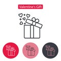 Open gift box with fly hearts. Royalty Free Stock Photo