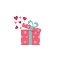 Open gift box with fly hearts. Royalty Free Stock Photo