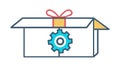 Open Gift Box with Gear, Mechanical Present Concept, vector design Generative AI Royalty Free Stock Photo