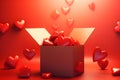 Open gift box with heart. Valentine\'s day concept. 3D Rendering. ia generated Royalty Free Stock Photo