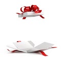 Open gift box with red ribbon Royalty Free Stock Photo