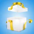 Open gift box and with yellow bow and ribbon vector