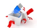 Open gift with usb cable Royalty Free Stock Photo