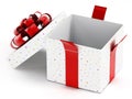 Open giftbox with red ribbons