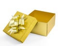 Open glod gift box top view Royalty Free Stock Photo