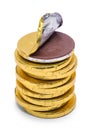 Open Gold Chocolate Coin Stack Royalty Free Stock Photo
