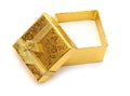 Open golden gift boxes