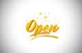 Open Golden Yellow Word Text with Handwritten Gold Vibrant Colors Vector Illustration