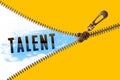 Talent word under zipper Royalty Free Stock Photo