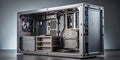Open Gray Metal Computer Case Side Panel A Sleek and Modern PC Case Ready for Customization and Component