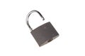 Open gray padlock with no key, isolated on white background Royalty Free Stock Photo