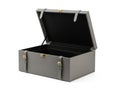 Open gray storage box with buckles Royalty Free Stock Photo