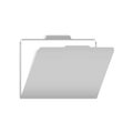 Open gray tabbed file folder with white paper sheet inside mock-up