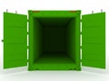 Open green cargo container