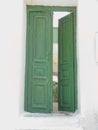 Open green door, Mikonos island Royalty Free Stock Photo