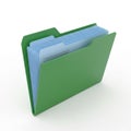 Open green folder with blue files Royalty Free Stock Photo