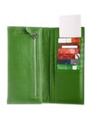 Open green leather wallet Royalty Free Stock Photo