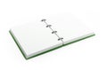 Open Green Notebook 3d Rendering on white Royalty Free Stock Photo
