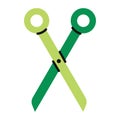 Open green scissor icon.Flat vector illustration.