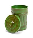 Open Green Trash Can