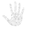 Open hand bunch of fives polygonal white triangles Royalty Free Stock Photo