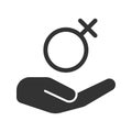 Open hand with female symbol glyph icon