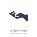 Open hand icon. Trendy flat vector Open hand icon on white background from Hands and guestures collection